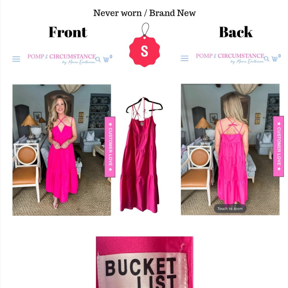 Brand New Bucket List Hot Pink Maxi Dress - Size Small